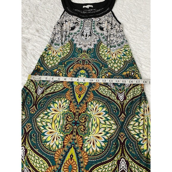 Sandra Darren Maxi Dress Women's Size 10 Multicolor Paisley Halter Neck Stretch - Picture 3 of 13